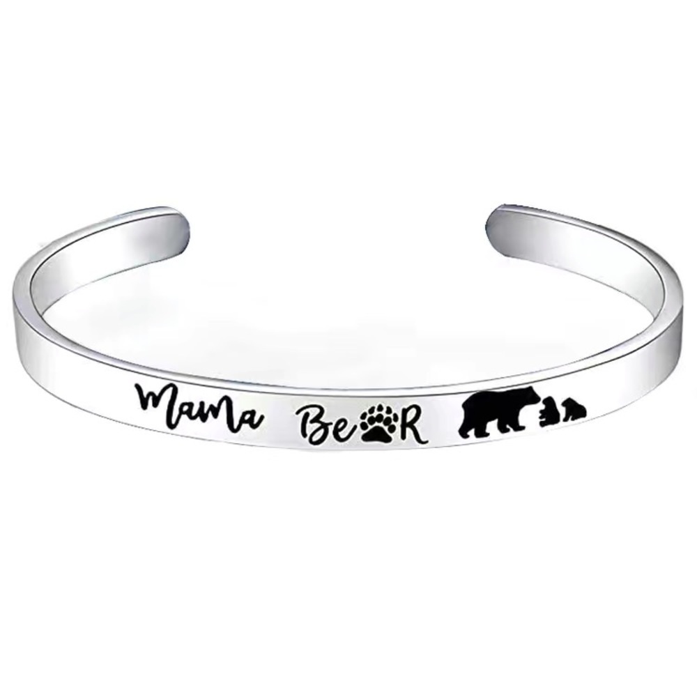 Stainless Steel Silver Mama Bear Bracelet